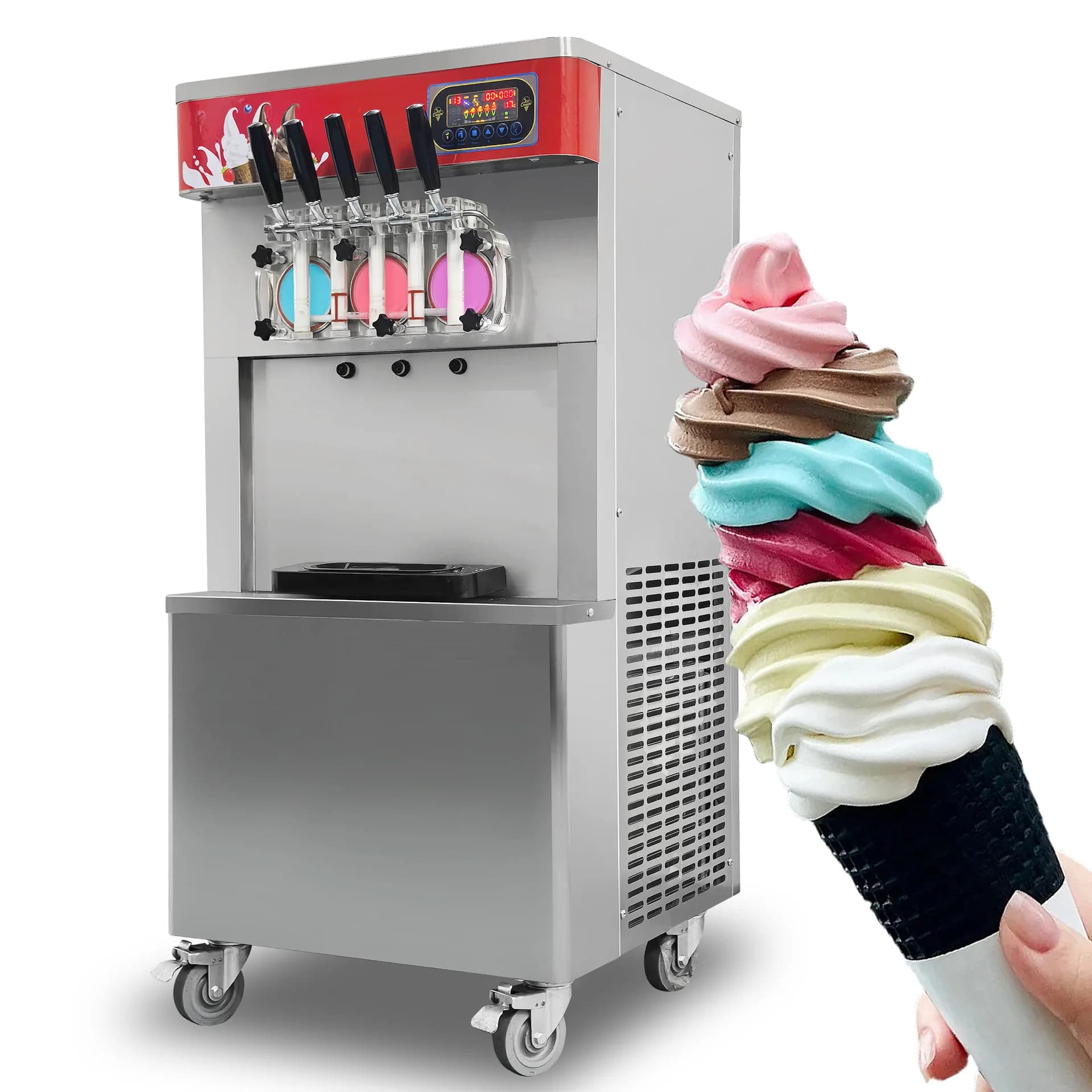 Machine à crème glacée molle 7 saveurs, machine à gelato italienne commerciale pour glacier et café,