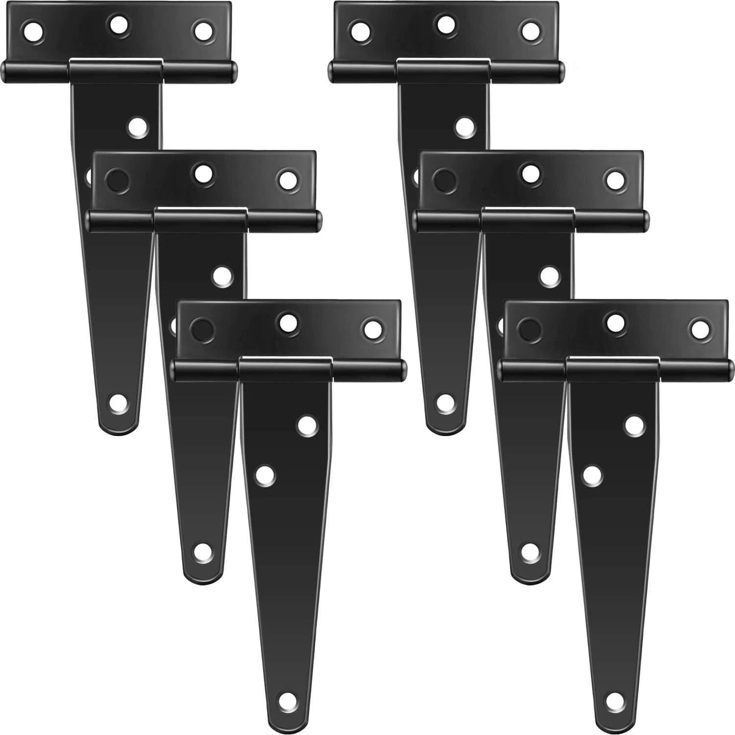 Charnières à sangle en T antirouille pour porte rustique, charnières noires pour fenêtres, clôture e