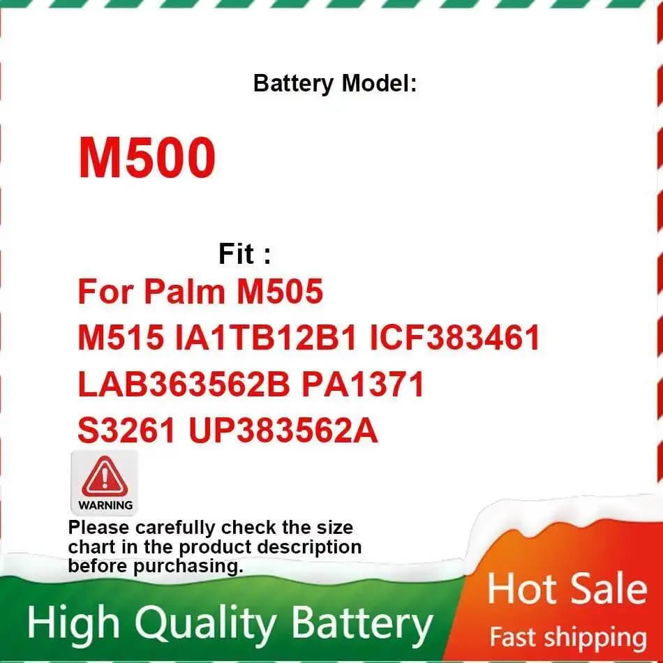 Palm-batterie d'ordinateur supérieure 1000mAh pour Palm M500 M505 M515,IA1TB12B1 ICF 383461 LABOUR