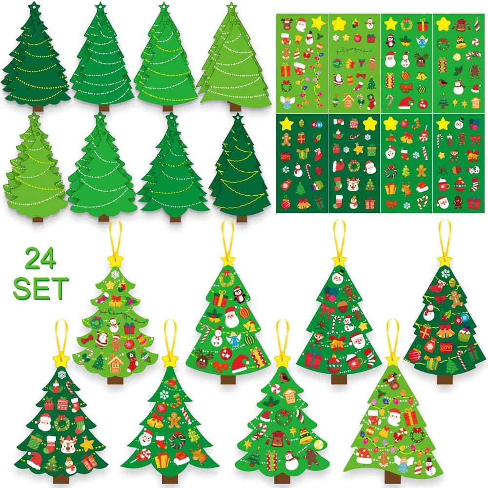 24 ensembles de kits d'artisanat de bricolage pour arbre de Noël – Créez vos propres cartes de vœux