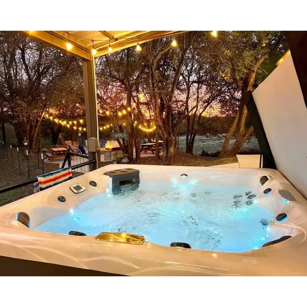Spa extérieur pour 5 personnes, baignoire de massage autoportante en acrylique avec jets d'hydrothér