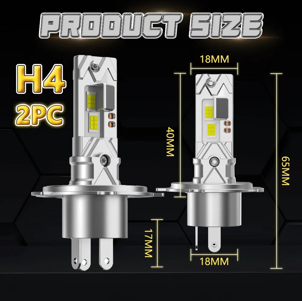 Phare LED H4, taille d'ampoule halogène 1:1, CANBUS Plug and Play, phare LED H4, faisceau haut et ba