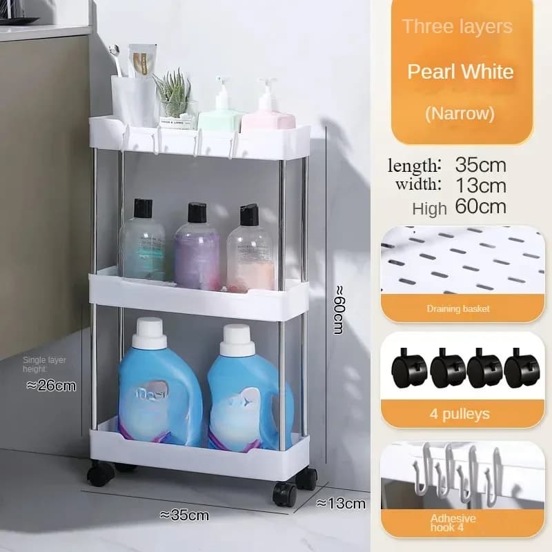 Poussette chariot étagère sol multicouche salle de bain salle de bain crevasse salon chariot de rang