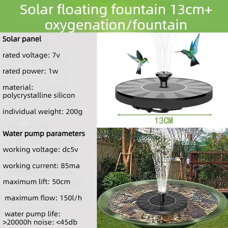 Fontaine solaire d'extérieur, pompe à eau pour bains d'oiseaux, étangs de jardin, piscines, aquarium