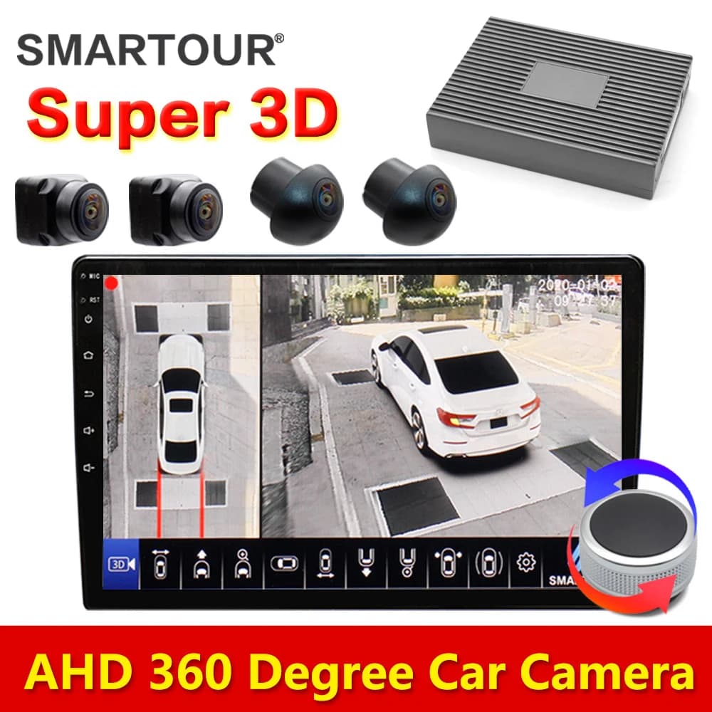Système de surveillance à vue panoramique Bird View, enregistreur HD DVR, AHD 3D 360, caméra latéral