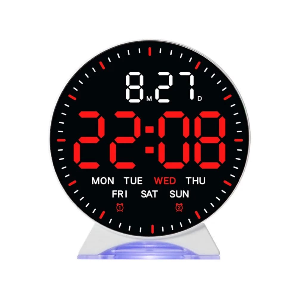 Horloge numérique LED avec affichage 12/24H, date, semaine, horloge de bureau numérique haute défini