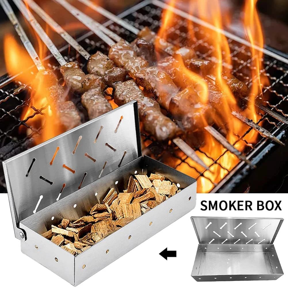 Boîte de fumoir pour barbecue, copeaux de bois pour intérieur et extérieur, charbon de bois, gaz, gr