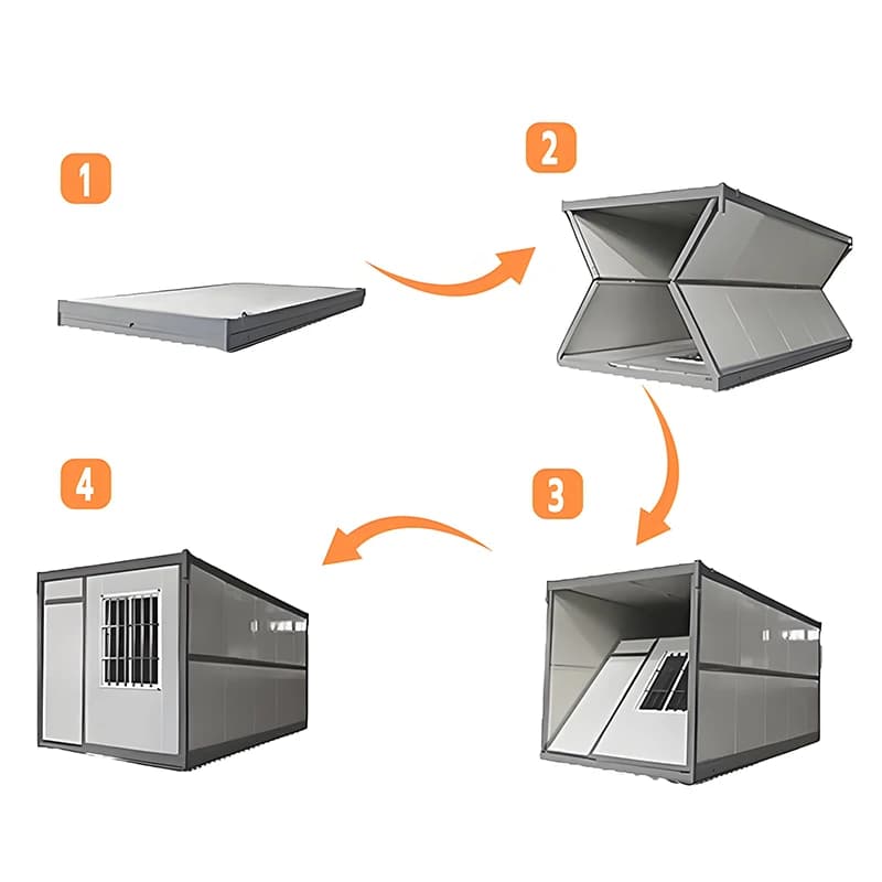 Maison conteneur en acier à installation rapide, design Z-Fold, mini-maison préfabriquée pliable, do