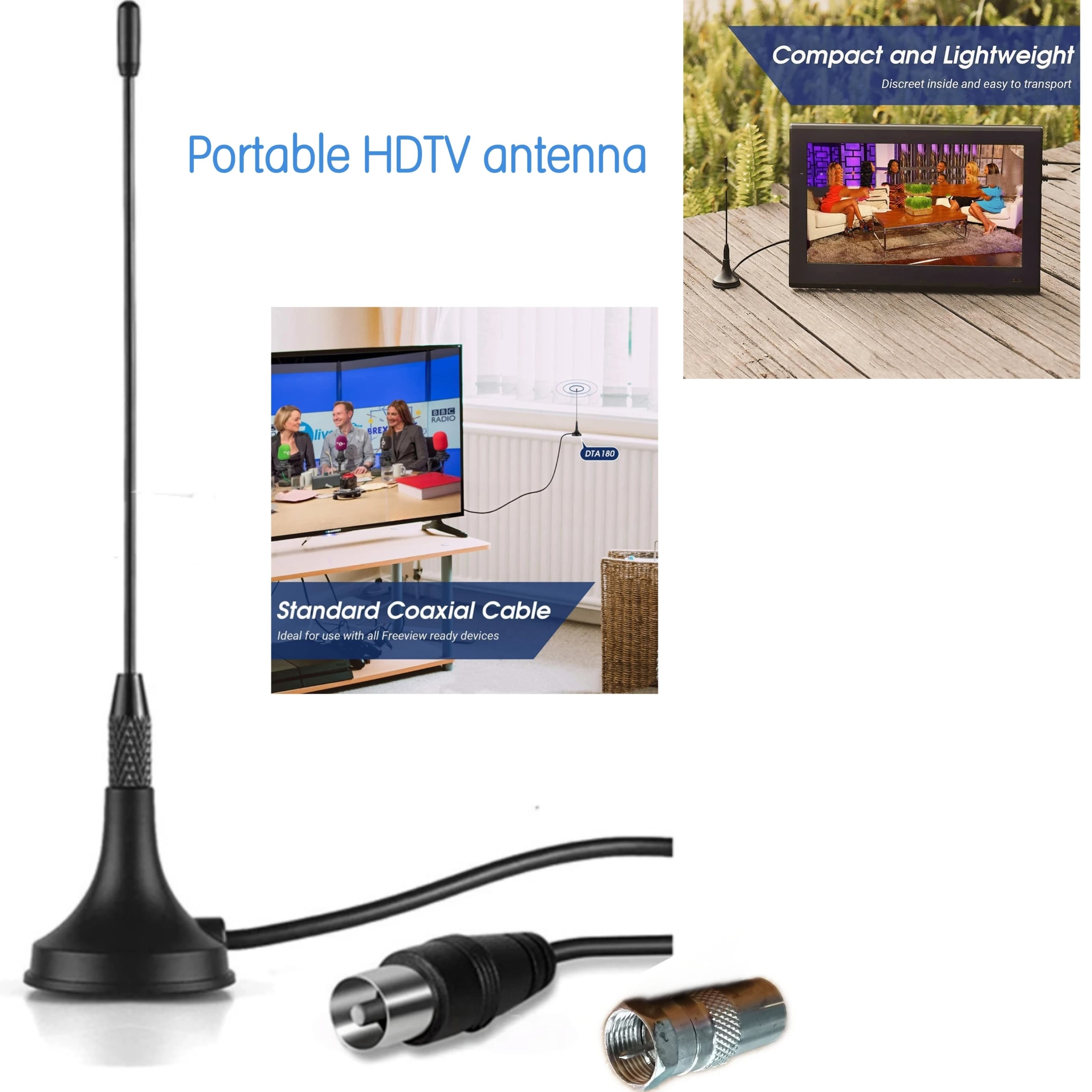 Portable Freeview HDTV numérique intérieur et extérieur réception de signal TV 5dBi DVB T mini anten