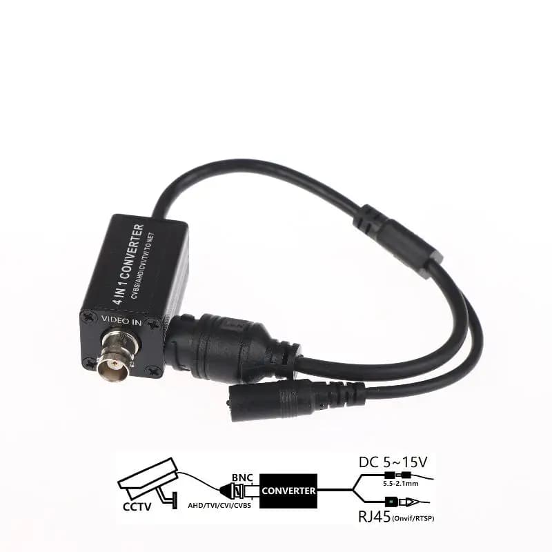 Nouveautés 720P/1080P AHD/TVI/CVI/CVBS 4 en 1 convertisseur entrée BNC sortie RJ45 adaptateur H.265
