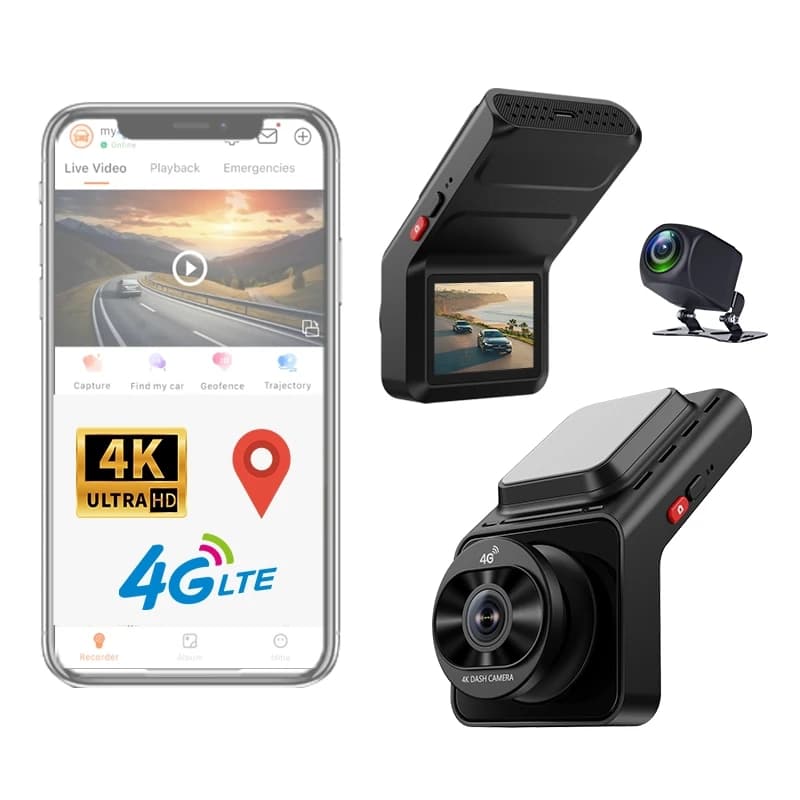 Caméra de tableau de bord SIM 4G LTE, application de Streaming en direct, moniteur à distance, doubl