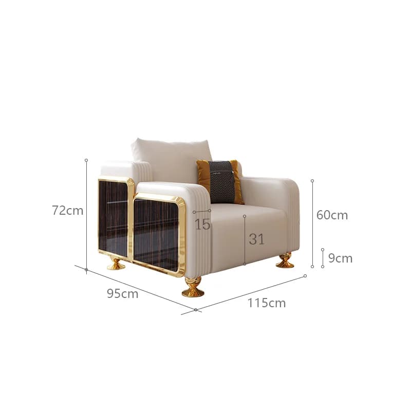 Ensemble de canapé en cuir de luxe moderne avec bois, canapé 2/3/4 places, canapé en cuir pour salon
