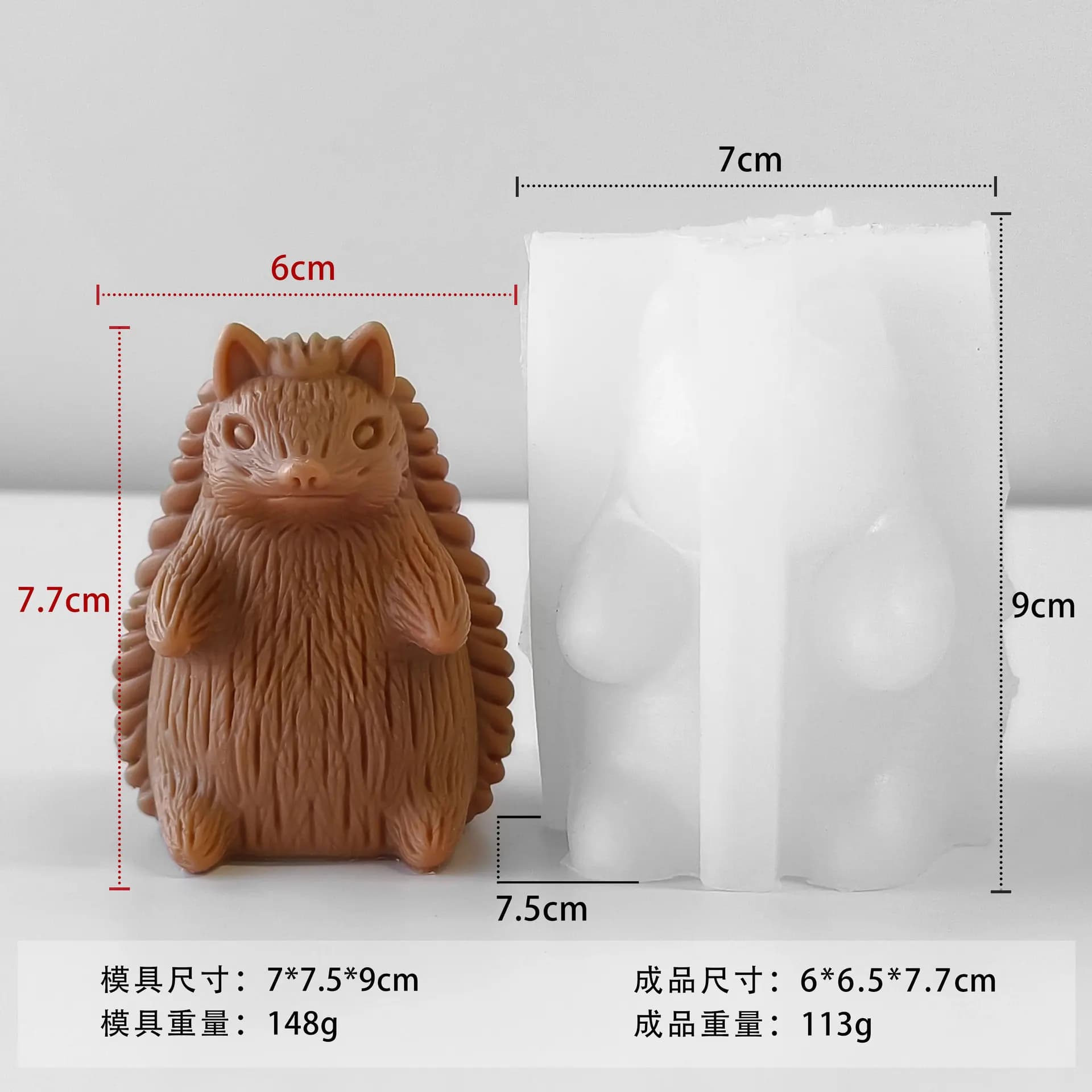 Moule hérisson tridimensionnel, bougie parfumée, ornement de maison, décoration de gâteau Animal, sa