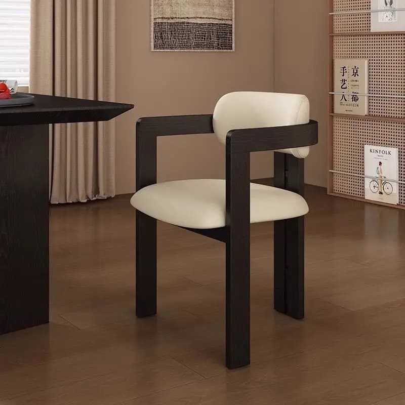 Rétro, luxe léger, chaise de salle à manger, maison, chaise, accoudoir, bois massif, nordique, créat