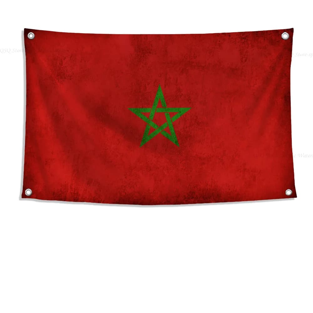 Drapeau du Maroc, drapeaux et bannières à quatre trous, en Polyester, décoration extérieure, esthéti