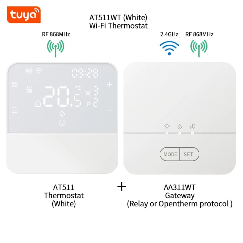 Thermostat Wifi Tuya sans fil pour chaudière à gaz, thermostat Opentherm, thermostat d'ambiance alim
