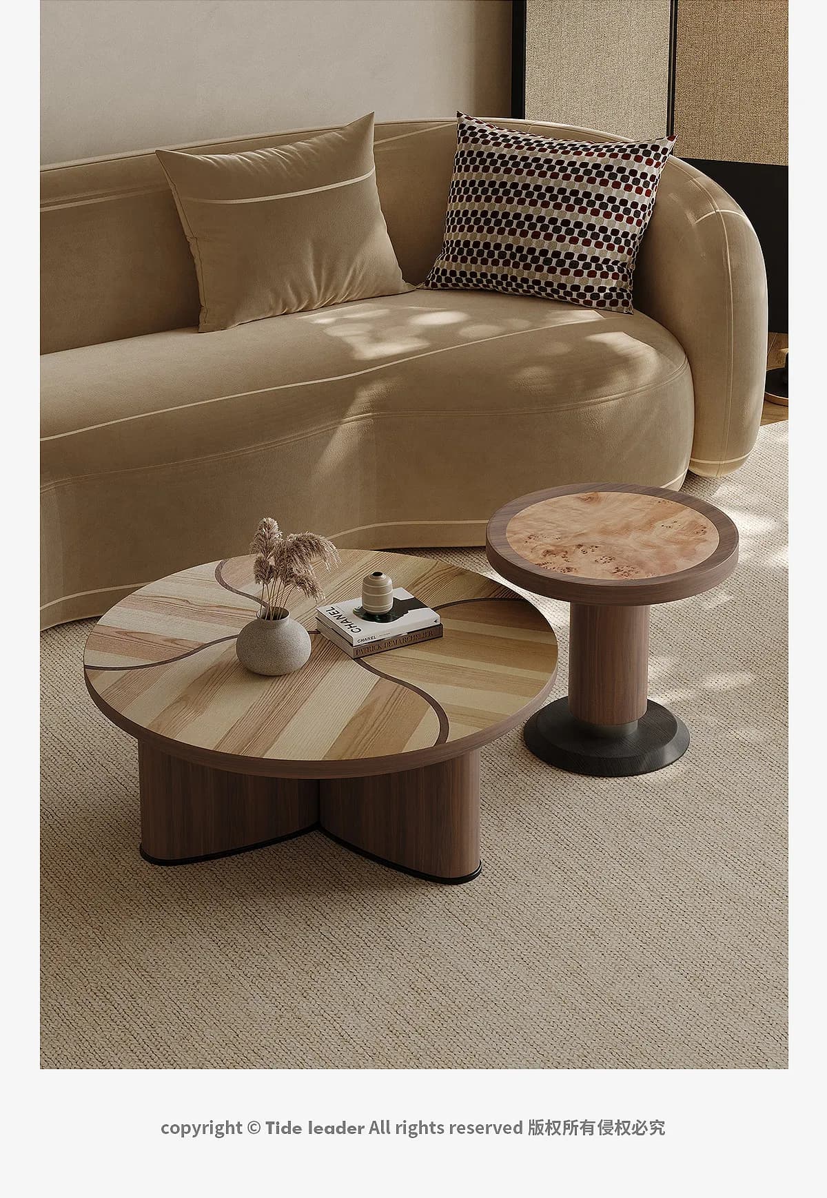 Table basse ronde de couloir, style nordique, en bois, pour salle à manger, salon, mobilier moderne