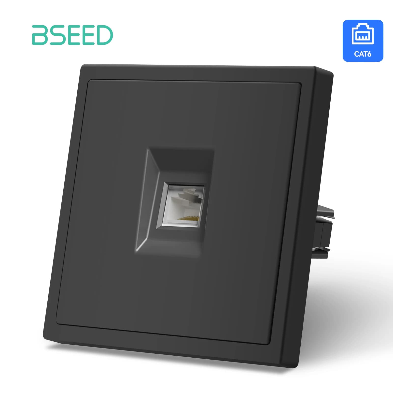 BSEED-Prise de courant murale standard EU, prise Internet, prise satellite, panneau de verre, TV, té