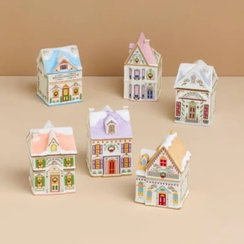 Ensemble de boîtes de rangement d'ornements de maison 6 pièces, décor de Village artisanal en résine