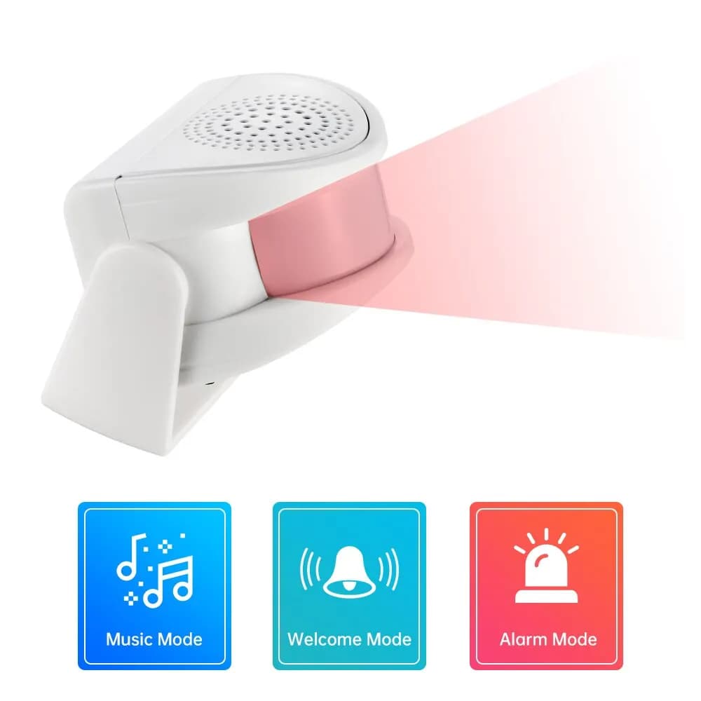 FUERS-Sonnette de porte intelligente sans fil, alarme de bienvenue, capteur de mouvement PIR, entrée