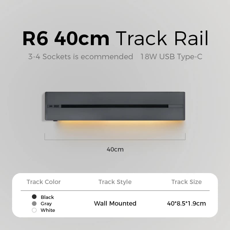 Prise de rail avec charge rapide USB Type C Haute puissance Amélioration de l’habitat Prise de coura