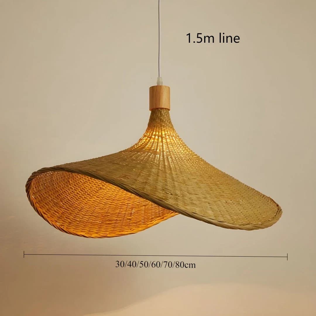 Lampe suspendue en bambou, cordon de lumière suspendu en rotin, panier à intensité variable, abat-jo