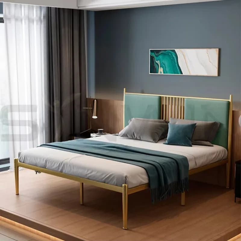 Lits en métal bon marché pour maison dortoir lits doubles à cadre métallique pour chambre à coucher