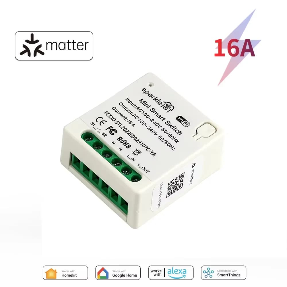 Prise intelligente Wi-Fi 16A mini Work with Matter, avec fonction de coupure de circuit, double comm