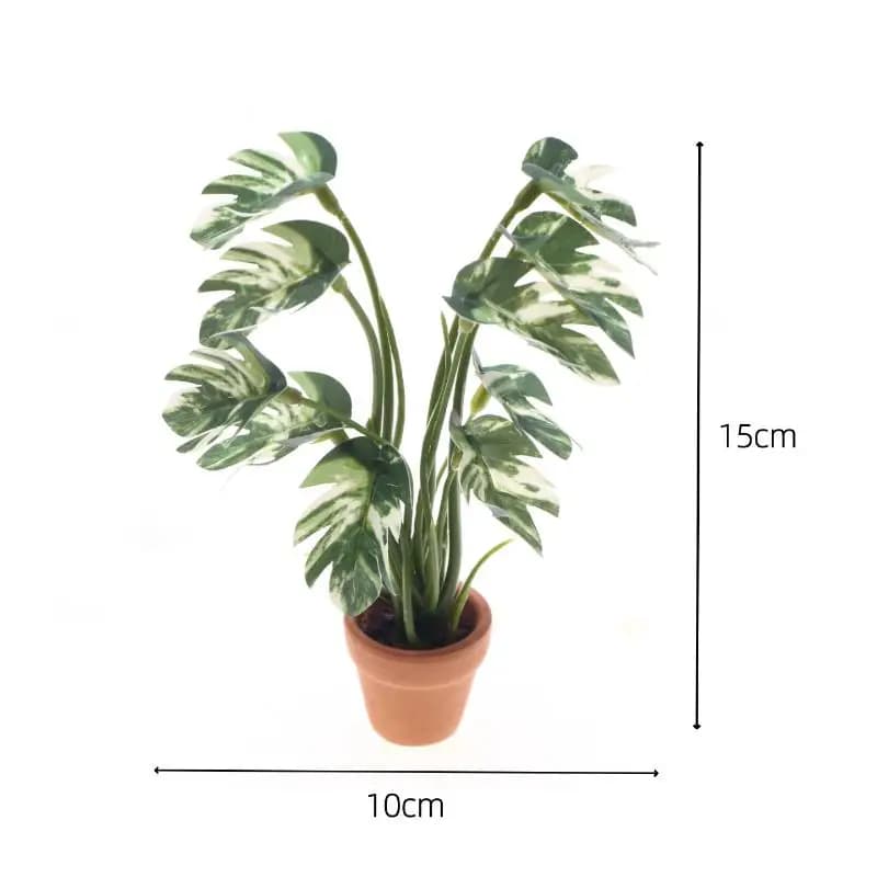 Plante verte Monstera en pot pour maison de poupée 1/12, décoration de maison de poupée, micro-paysa