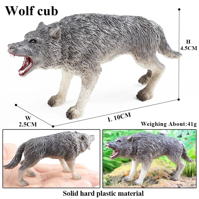 Oenux-Figurines d'animaux sauvages en PVC, modèle de collection, loup, bébé, loups, haute qualité, d