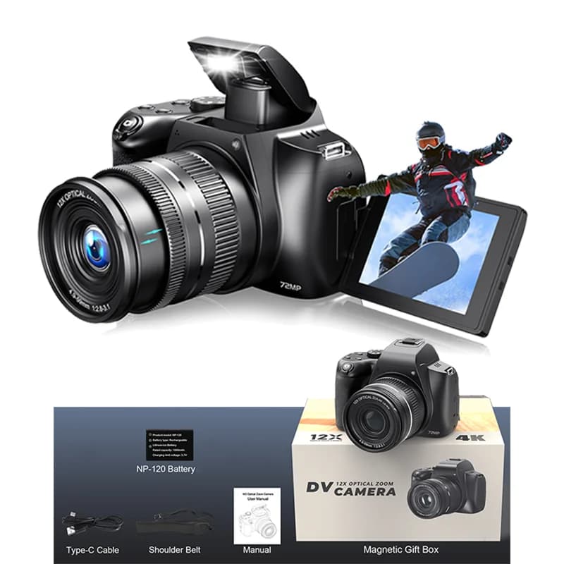 Appareil photo numérique 4K pour photographie professionnelle, n'aime optique 12X, mise au point aut