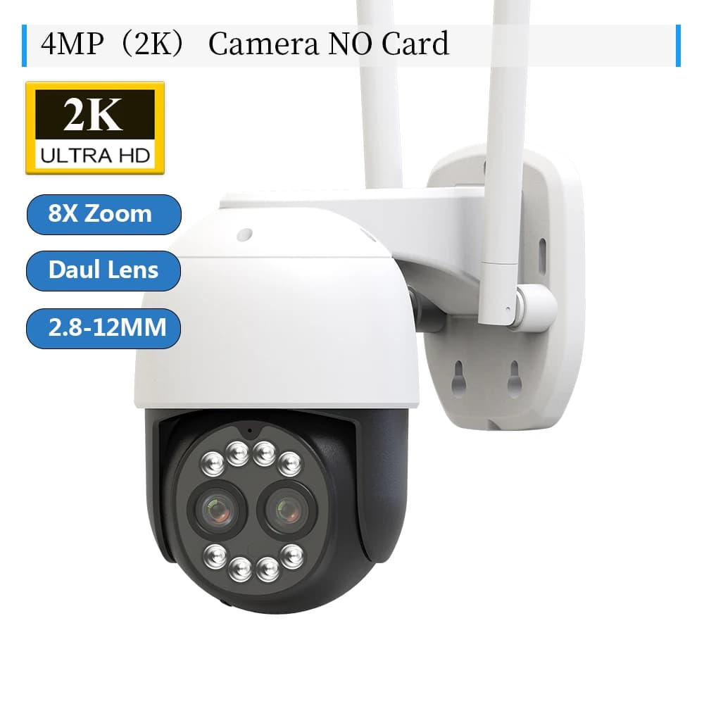 Daul lentille caméra IP sans fil WIFI 4K 4X Zoom optique 2K Protection de sécurité caméras de Survei