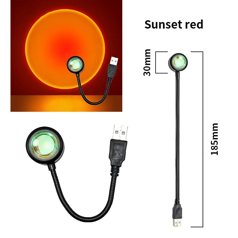 Projecteur de lampe de coucher de soleil LED alimenté par USB, veilleuse romantique arc-en-ciel, atm