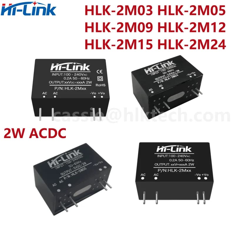 Module d'alimentation HLK-2M05 2M12 de Hi-Link Shenzhen, 2W ACDC 220V 3V/5V/9V/12/15/24V, fournisseu