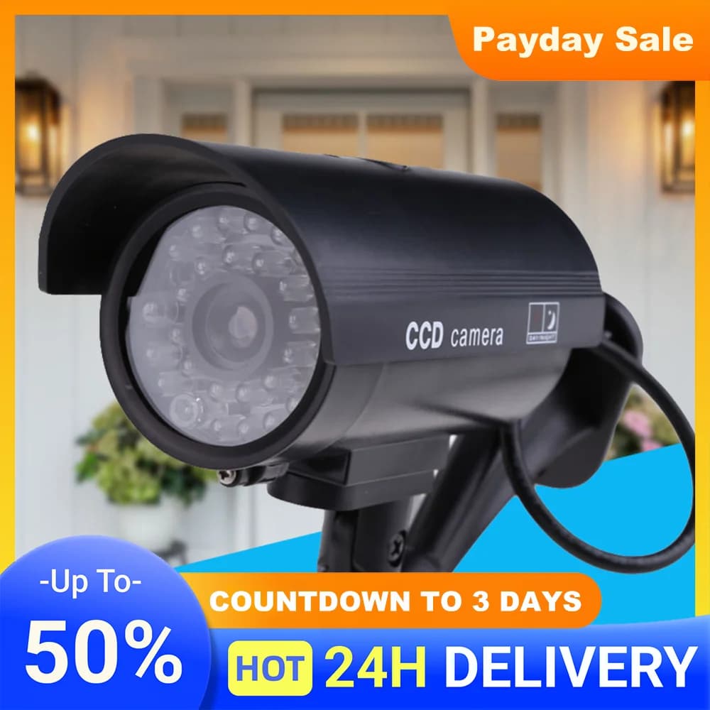 Caméra de surveillance factice de simulation CCTV sans câblage avec LED clignotante pour extérieur e