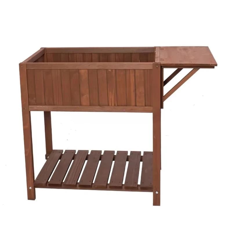 Boîte de jardinière en bois marron pour décoration extérieure de maison jardin surélevé pour fleurs