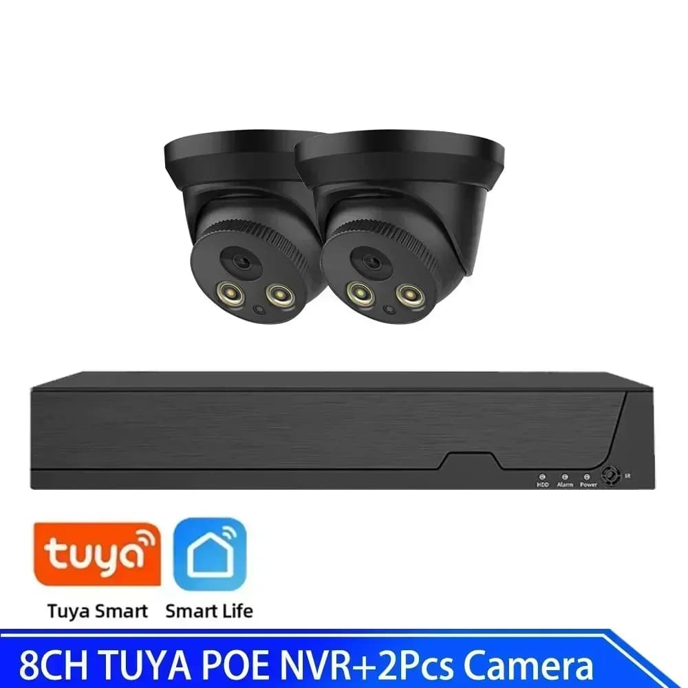 Tuya-Caméra de vidéosurveillance 4K 8CH POE NVR, kit d'extérieur étanche 8MP 4CH IP, ensemble de sys