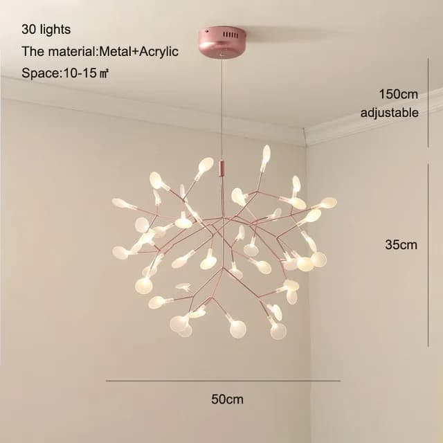Plafonnier suspendu suspendu en forme de lucioles, design nordique moderne, idéal pour un salon, une