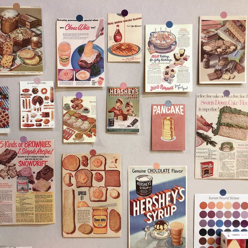 Kit de Collage esthétique mural rétro de pain gastronomique, 13 feuilles d'images, affiches décorati