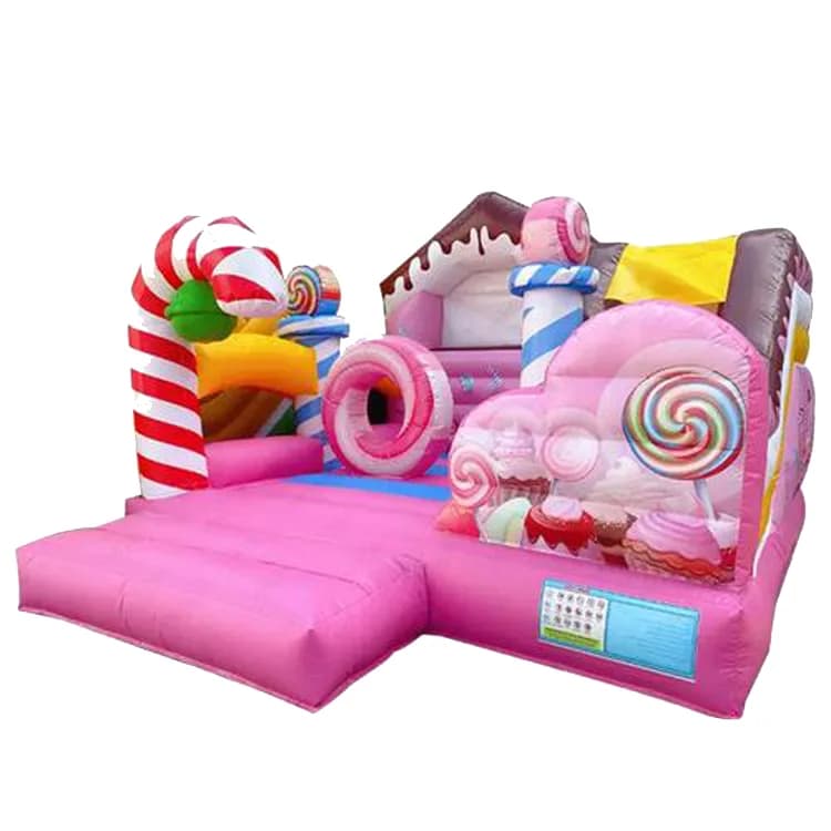 Structure de jeux gonflable combinée pour enfants : château, toboggan et aire de saut pour la matern