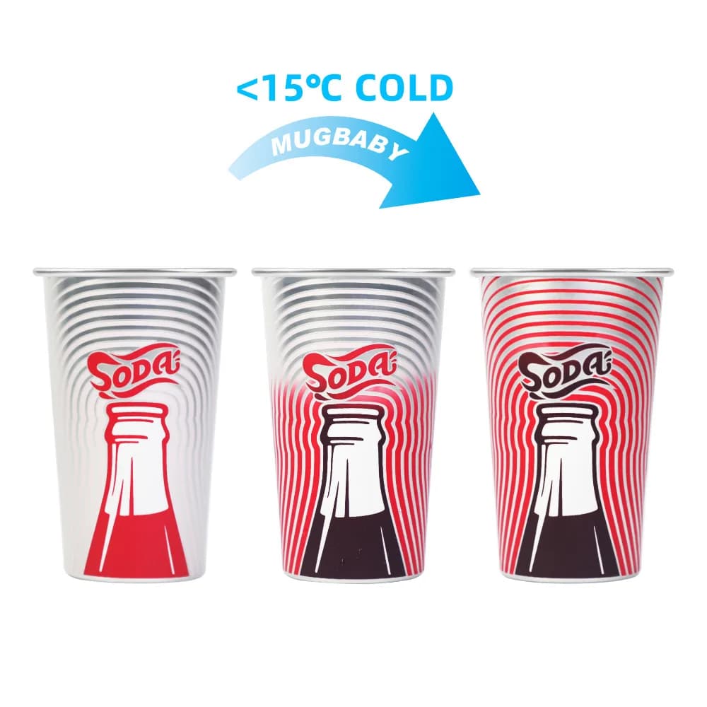 Verres à soda réutilisables en aluminium de 450ml, couleur froide changeante