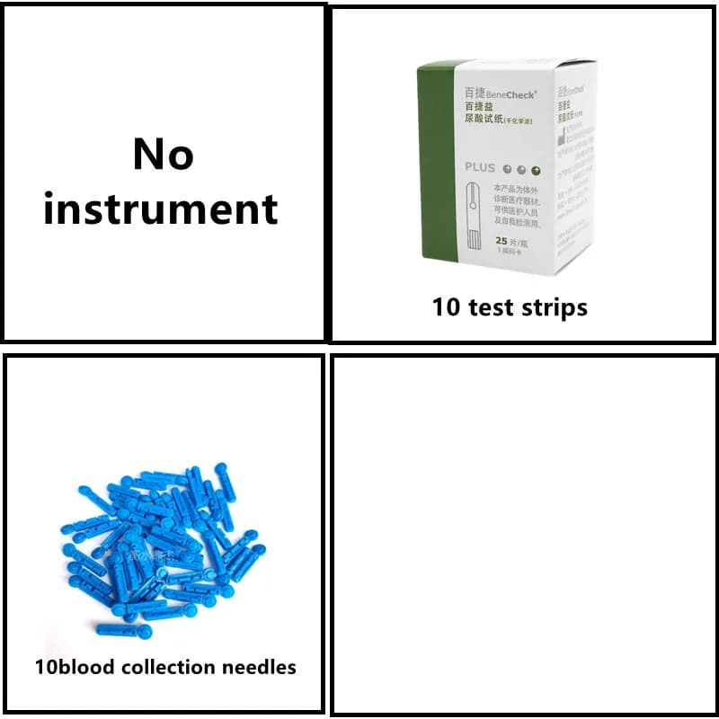 BeneCheck D'acide Urique Compteur Automatique 10/25Pcs Bandelettes de Test et Lancettes Aiguilles po