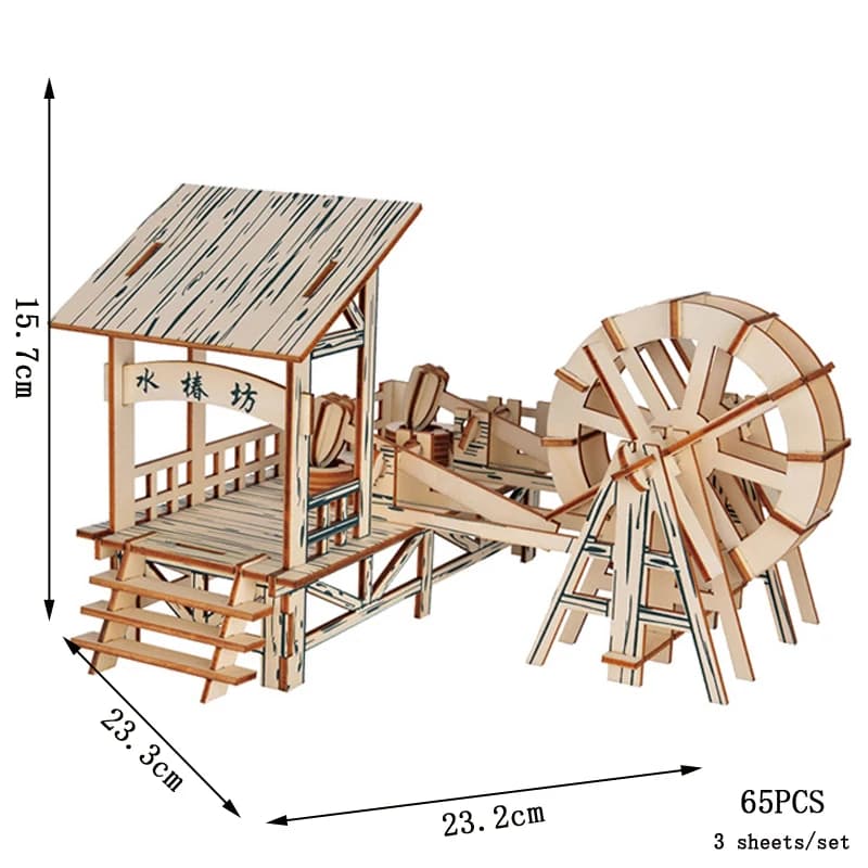 Puzzle 3D en bois, Kit de Construction de maison chinoise, modèle de Construction assemblé, jouets é