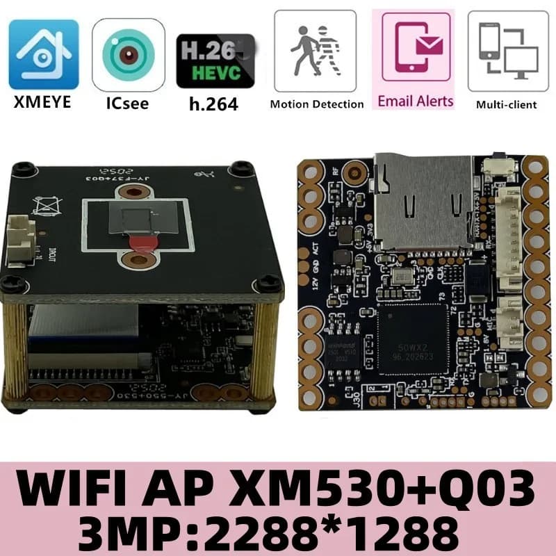 Carte technique de caméra sans fil WiFi IP, 3MP, XM530 + Q03, 2288x1288, prise en charge audio bidir