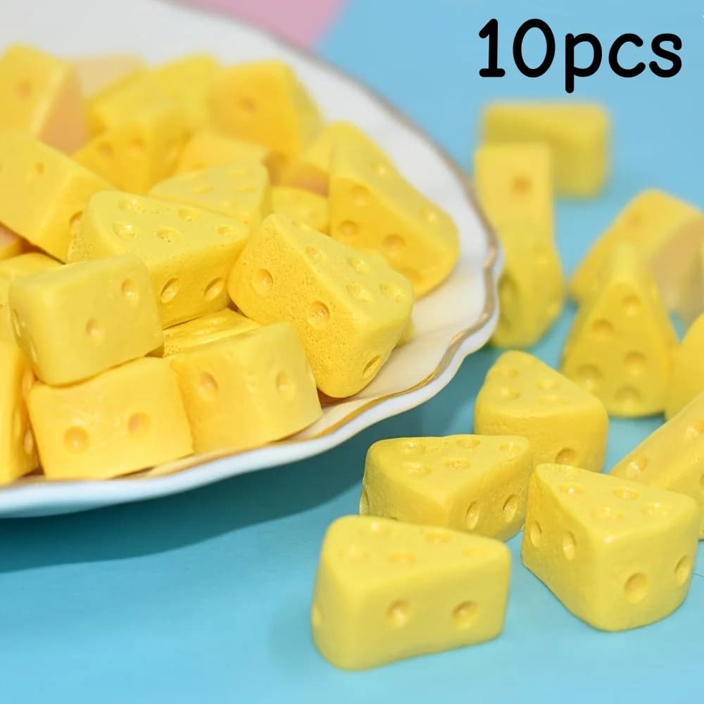 10 mini-modèles de fromage pour loisirs créatifs - Blocs de fromage jaunes réalistes avec couche de
