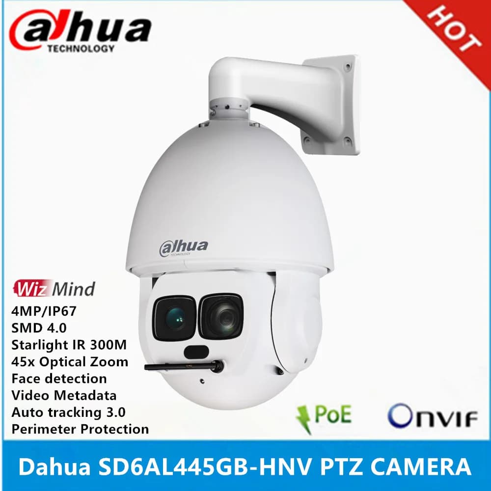 Dahua DH-SD6AL445GB-HNV-IR 4MP 45x berline optique Starlight IR 300M suivi automatique détection du