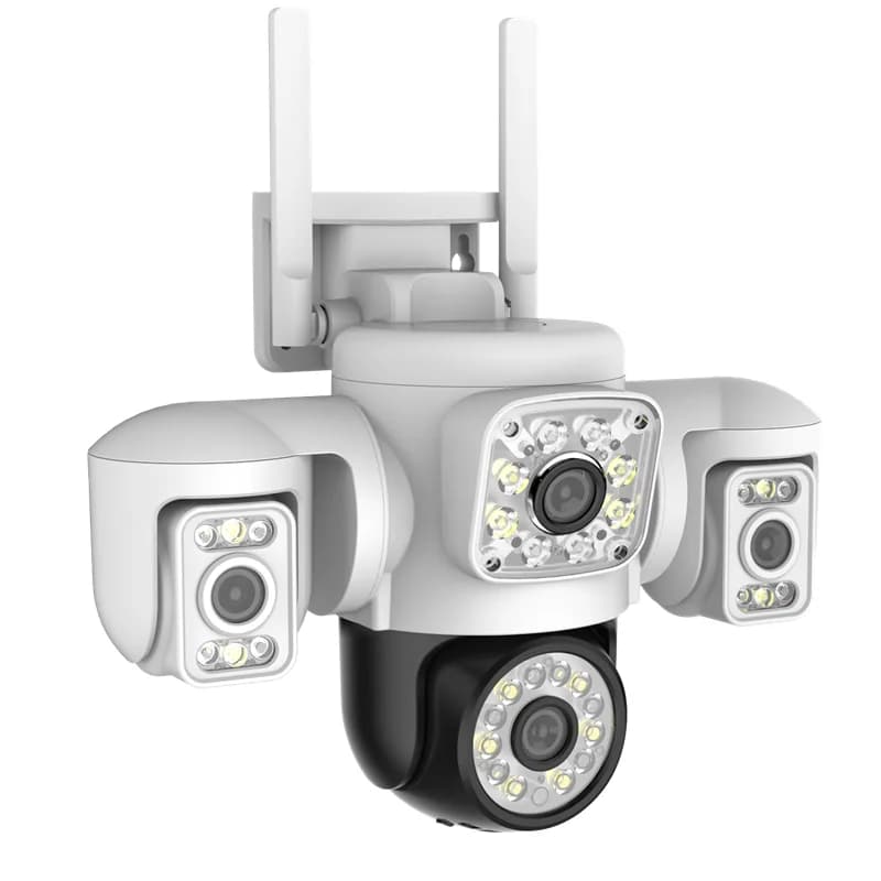 Caméra WiFi PTZ 15MP Quatre objectifs Trois écrans 360° ° Caméras de surveillance sans fil extérie
