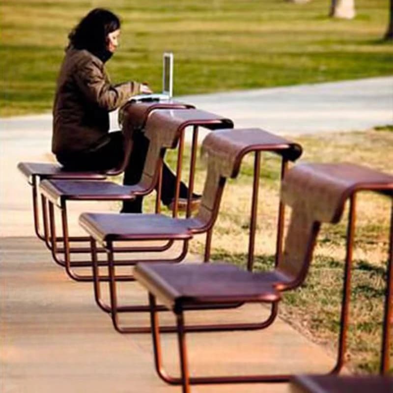 Meubles urbains extérieurs banc extérieur en métal marron banc de rue de jardin en fer forgé