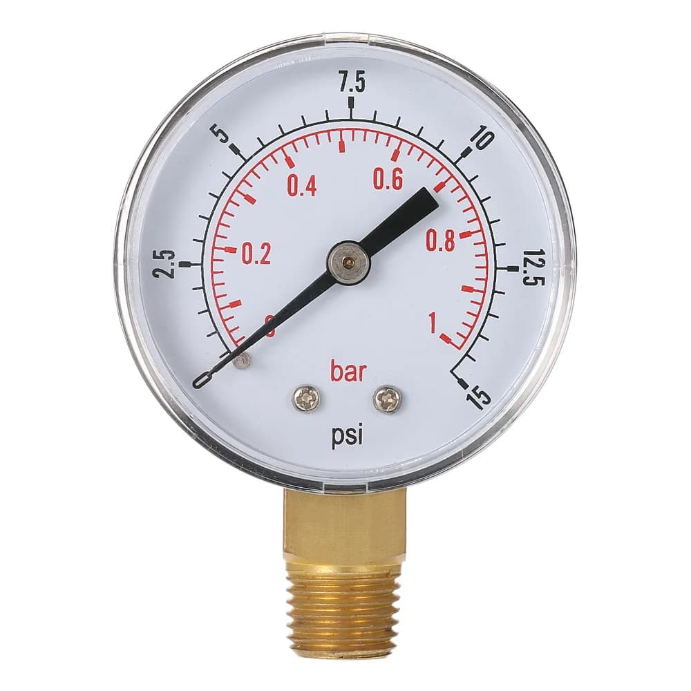 Manomètre de pression d'eau 50 mm 0~15 psi 0~1 bar / 0~60 psi 0~4 bar, jauge de pression hydraulique