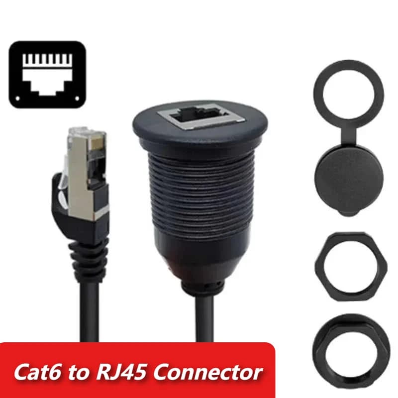 Câble RJ45 vers prise CAT6 pour châssis de contrôle industriel, tête CAT 6 étanche, câble d'extensio